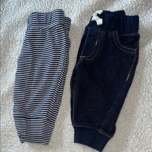 Striped and Denim Baby Pants Set